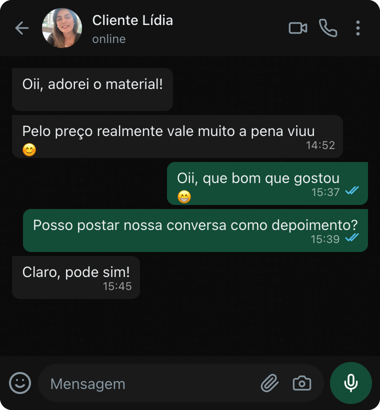 Print real de conversa no WhatsApp