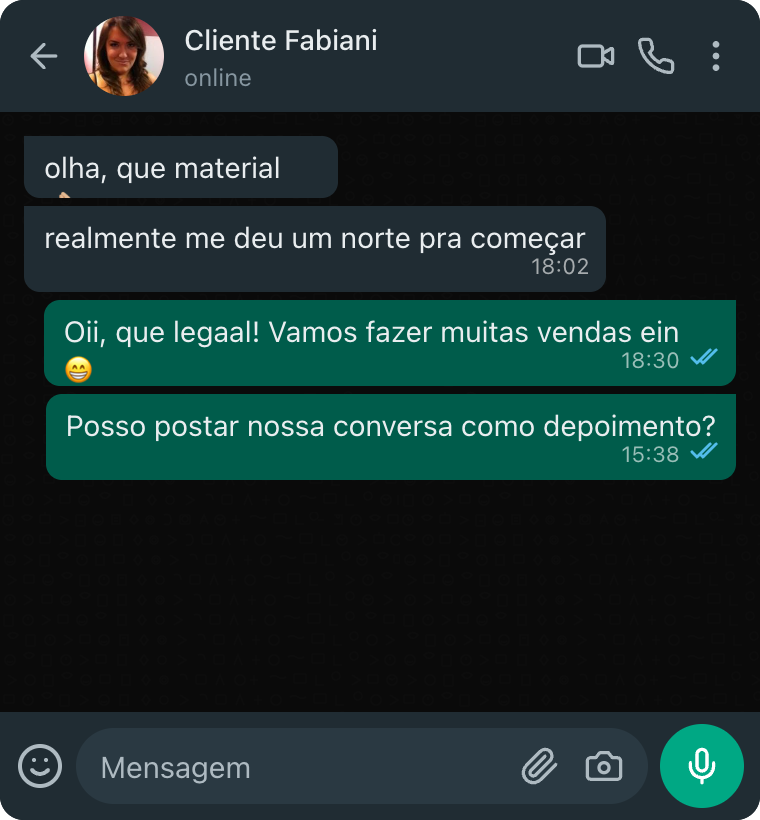 Print real de conversa no WhatsApp